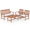 4 Pieces Acacia Wood Conversation Set with Two Armchairs Ideal for Outdoor Use